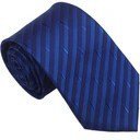 Elegancki krawat męski klasyczny niebieski w skośne paski gładki modny