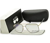 Okulary korekcyjne, oprawki, szkła - Męskie okulary pilotki zerówki do komputera BLF filtr EST-131K-16 Estillo - miniaturka - grafika 1