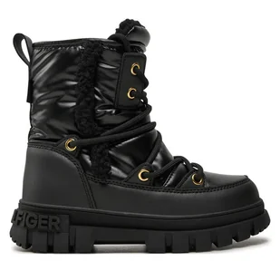 Śniegowce Tommy Hilfiger Fur Boot T3A5-33610-1695 M Czarny - Buty dla dziewczynek - miniaturka - grafika 1