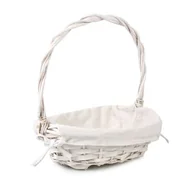 Pozostałe akcesoria do uprawy roślin - Koszyk wiklinowy z materiałem 28 x 22 x 10/30 cm biały - miniaturka - grafika 1