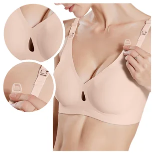 Biustonosz ciążowy stanik bezszwowy do karmienia - beżowy - L - Biustonosze ciążowe Biustonosz ciążowy stanik bezszwowy do karmienia - beżowy - L - Biustonosze ciążowe - miniaturka - grafika 1