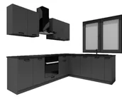 Meble kuchenne - Zestaw mebli kuchennych narożnych grafit 260 cm P8-D97 - miniaturka - grafika 1