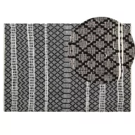 Dywany - Beliani Dywan skórzany 140 x 200 cm czarny z beżowym FEHIMLI - miniaturka - grafika 1