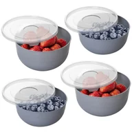 Miski i półmiski - Miska Kuchenna Plastikowa Z Pokrywką Szara 4 Sztuki Zestaw - miniaturka - grafika 1