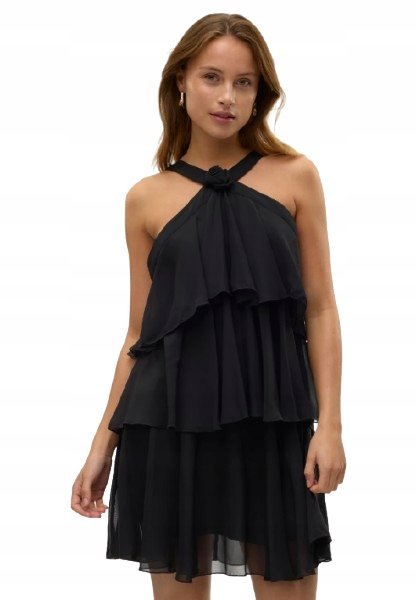 VERO MODA DAMSKA SUKIENKA CZARNA PRZED KOLANO KOKTAJLOWA XL DRI