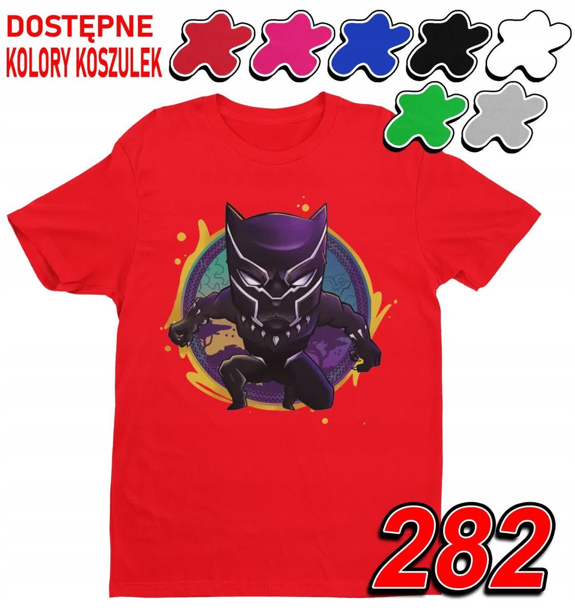 Dziecięca Koszulka Z Nadrukiem Avengers Czarna Pantera Kot- Xxxs 86-98