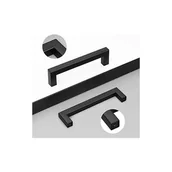 Zawiasy, okucia i inne akcesoria - Zestaw 15 uchwytów do szafek, otwór środkowy, 128 mm, uchwyt do drzwi kuchennych, czarny, ze stali nierdzewnej, kwadratowy, w kształcie litery T, z wk - miniaturka - grafika 1