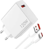 Ładowarki do telefonów - Biała ładowarka do smartfonów Xiaomi 120 W Hyper Charger Combo - miniaturka - grafika 1