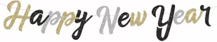 Baner Happy New Year brokatowy - 250 cm - 1 szt. - Sylwester - miniaturka - grafika 1