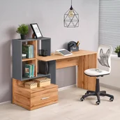 Biurka - BIURKO z regałem GROSSO HALMAR DĄB WOTAN-ANTRACYT - miniaturka - grafika 1