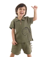 Kaftaniki dla niemowląt - Denokids 2-częściowy zestaw "Dino Muslin" w kolorze khaki - miniaturka - grafika 1