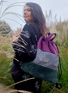 Plecaki worki - Plecak worek damski z weluru Marsala - miniaturka - grafika 1