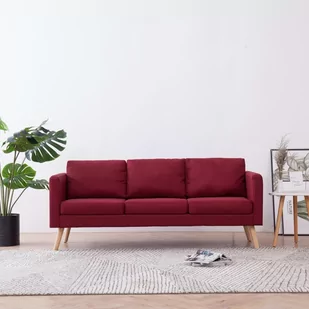 vidaXL vidaXL Sofa 3-osobowa, tapicerowana tkaniną, kolor czerwonego wina - Sofy i kanapy - miniaturka - grafika 1