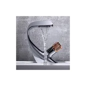 Baterie umywalkowe - Bateria łazienkowa typu wodospad, bateria umywalkowa, nowa seria, mosiądz, ceramiczna nasadka, różowe złoto - miniaturka - grafika 1