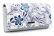 Portfele - Klasyczny poziomy duży portfel damski szaro - fioletowy modny wzór 4U CAVALDI rozbudowany na gotówkę karty bilon na suwak - miniaturka - grafika 1