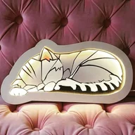 Lampy stojące - Lampka nocna dla dzieci śpiący kotek 2 opcje kolorystyczne - miniaturka - grafika 1