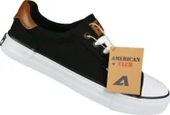 Buty dla dziewczynek - American Club Tenisówki młodzieżowe American Club czarne DLH-78BL 37 - miniaturka - grafika 1