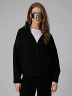 Bluzy damskie - 4F Bluza dresowa regular z kapturem damska - czarna XS - miniaturka - grafika 1
