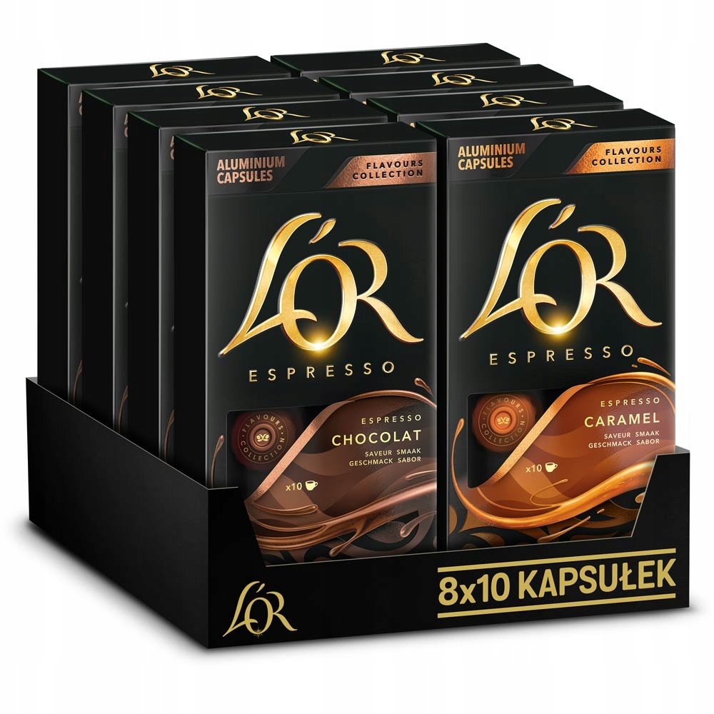 Kapsułki Nespresso L'or Espresso 4x10 szt Caramel, 4x10 szt Chocolat 80 szt