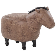 Krzesła - Beliani Pufa zwierzak ekoskóra brązowa HORSE - miniaturka - grafika 1
