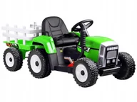 Pojazdy elektryczne dla dzieci - Traktor z Przyczepą na Akumulator 2 Silniki 12V Ekoskóra Koła EVA Zielony - miniaturka - grafika 1