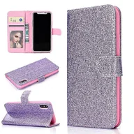 Portfele - Yuysan Fro Iphone X Glitter Powder Poziomy skórzany futerał z klapką z gniazdami na karty i uchwytem oraz ramką na zdjęcia i portfelem (srebrny) Fi... - miniaturka - grafika 1