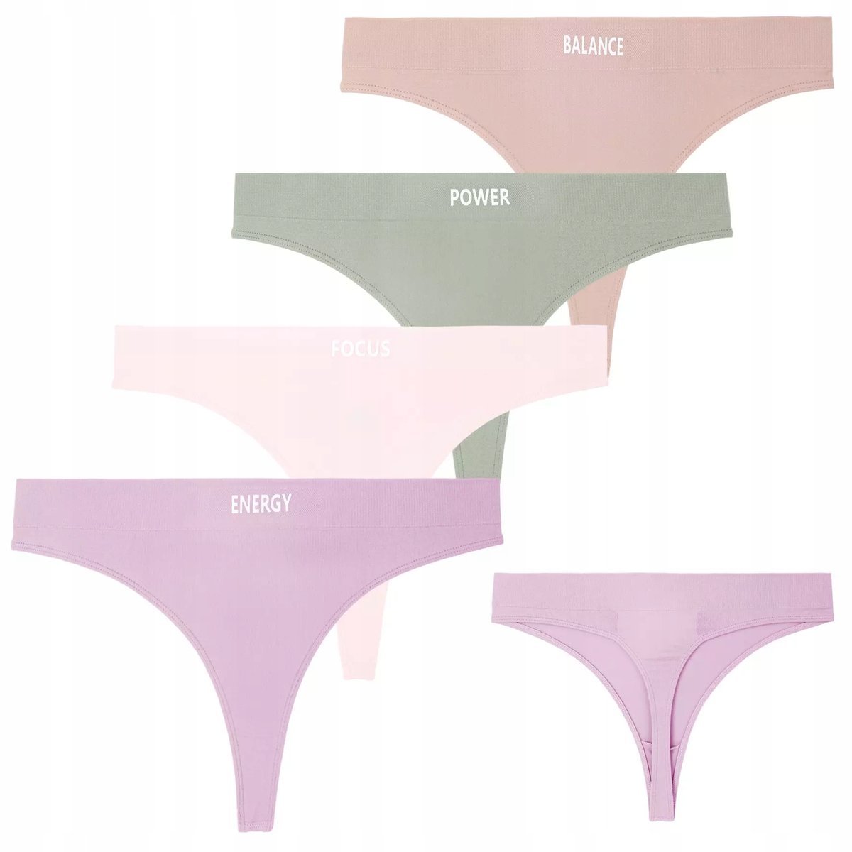 4X Stringi Damskie Klasyczne Gładkie Wygodne Elastyczne 4Pak Moraj L