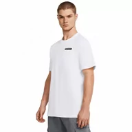 Koszulki sportowe męskie - Męski t-shirt z nadrukiem Under Armour UA HW Armour Label SS - biały - UNDER ARMOUR - miniaturka - grafika 1