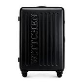 Walizki - Duża walizka z ABS-u z tłoczonym logo czarna - miniaturka - grafika 1