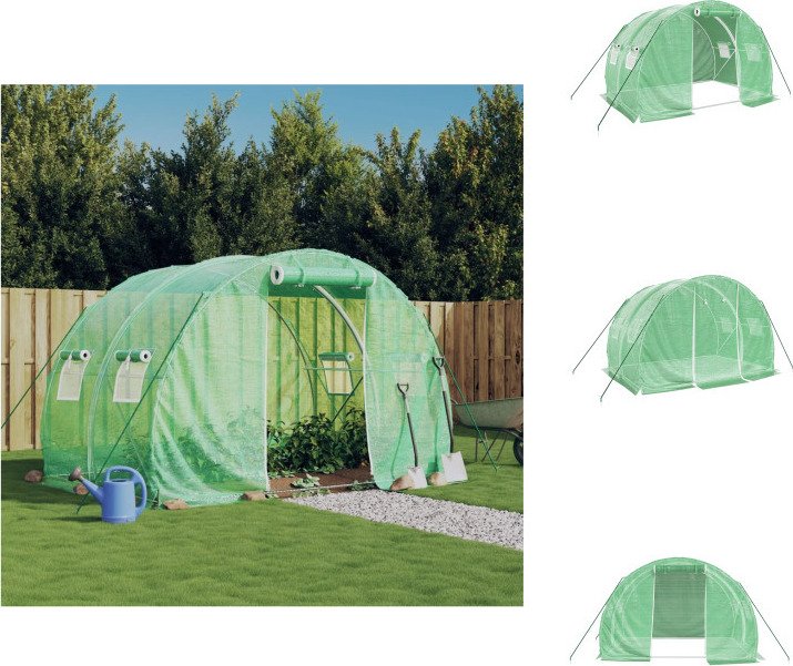 vidaXL Szklarnia z ramą stalową zielona 6 m² 3x2x2 m - Szklarnie