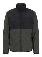 Odzież trekkingowa męska - Jack & Jones Kurtka polarowa "Marvin" w kolorze oliwkowo-czarnym - miniaturka - grafika 1