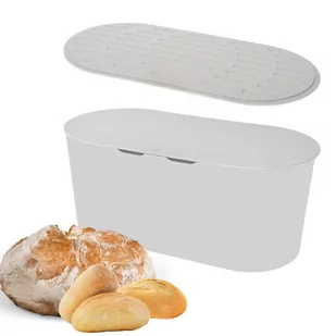 CHLEBAK POJEMNIK NA CHLEB DO PRZECHOWYWANIA BEŻOWY 2w1 DESKA - Chlebaki - miniaturka - grafika 1