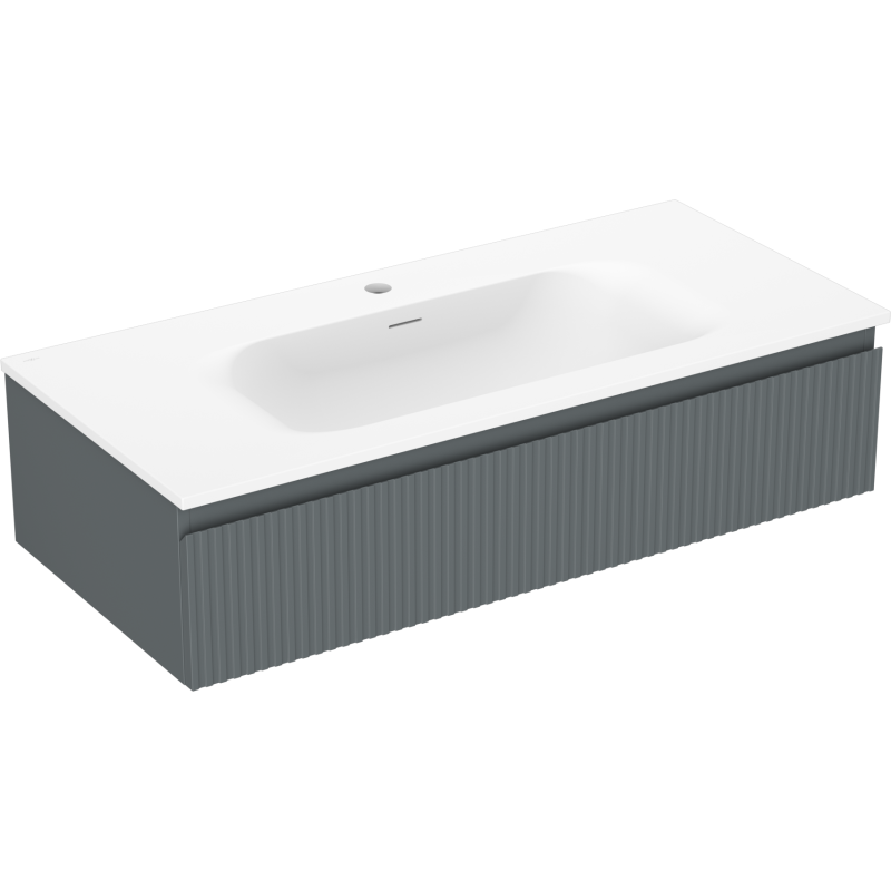 Mexen Rivel szafka łazienkowa 100 cm z umywalką Vela, 1 szuflada, ryflowana , grafit mat/biała mat - 91A20-10023-1-BF66-W23M01