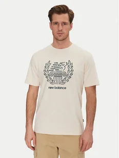 New Balance T-Shirt MT51974 Beżowy Relaxed Fit - Koszulki męskie - miniaturka - grafika 1
