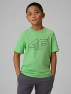Koszulki dla chłopców - 4F T-shirt regular z nadrukiem chłopięcy - zielony 164 (13-14 lat) - miniaturka - grafika 1