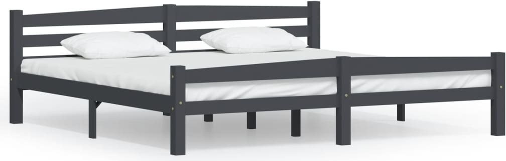 Łóżko z litego drewna sosna ciemnoszara 200x200 cm