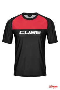 Koszulka rowerowa Cube Edge Round Neck S/S black/red - Koszulki rowerowe - miniaturka - grafika 1