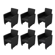 Krzesła - shumee Krzesła stołowe 6 szt. czarne sztuczna skóra - miniaturka - grafika 1