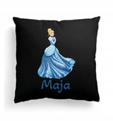 Poduszki dekoracyjne - Foto Poduszka Czarna Kopciuszek Księżniczka + IMIĘ - miniaturka - grafika 1