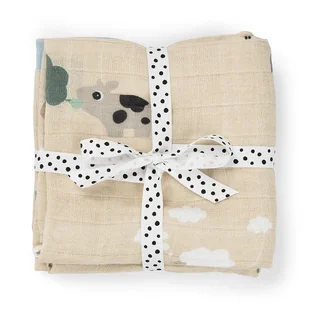 Done by Deer Pieluszki Bawełniane 65x65cm 2szt Tiny Farm Sand - Zestawy naczyń dla dzieci - miniaturka - grafika 1