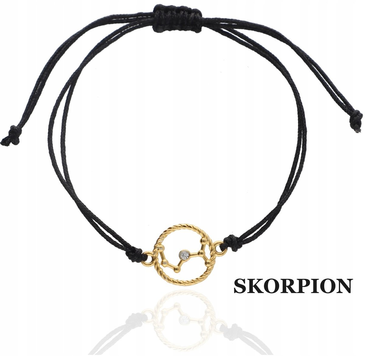 ZŁOTA bransoletka sznurkowa SKORPION konstelacja znak zodiaku 925 kolory