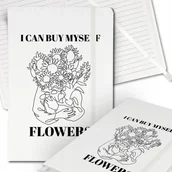 Notesy i bloczki - Notes Biały A5 Notatnik Dziennik z Gumką w Linię KWIATY CYTATY Wiele Wzorów - miniaturka - grafika 1