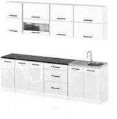Meble kuchenne - Meble Kuchenne Kuchnia Robo Lux 2.6m Modułowe Nowoczesne Biały Biały Połysk - miniaturka - grafika 1