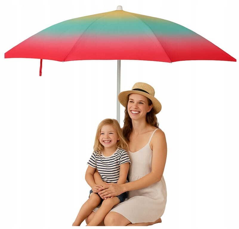 Koopman Parasol plażowy ogrodowy 180cm Kolorowa Ochrona Przed Słońcem z UV 50+