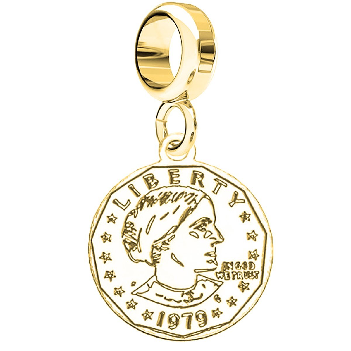 Charms Złoty Chińska Moneta Krążek Cash Pieniążek Pieniądz SREBRO 925