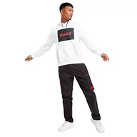 Bluzy męskie - HUGO Duratschi223 męska bluza z kapturem z francuskiego Terry z nadrukiem logo, Open White127, S - miniaturka - grafika 1
