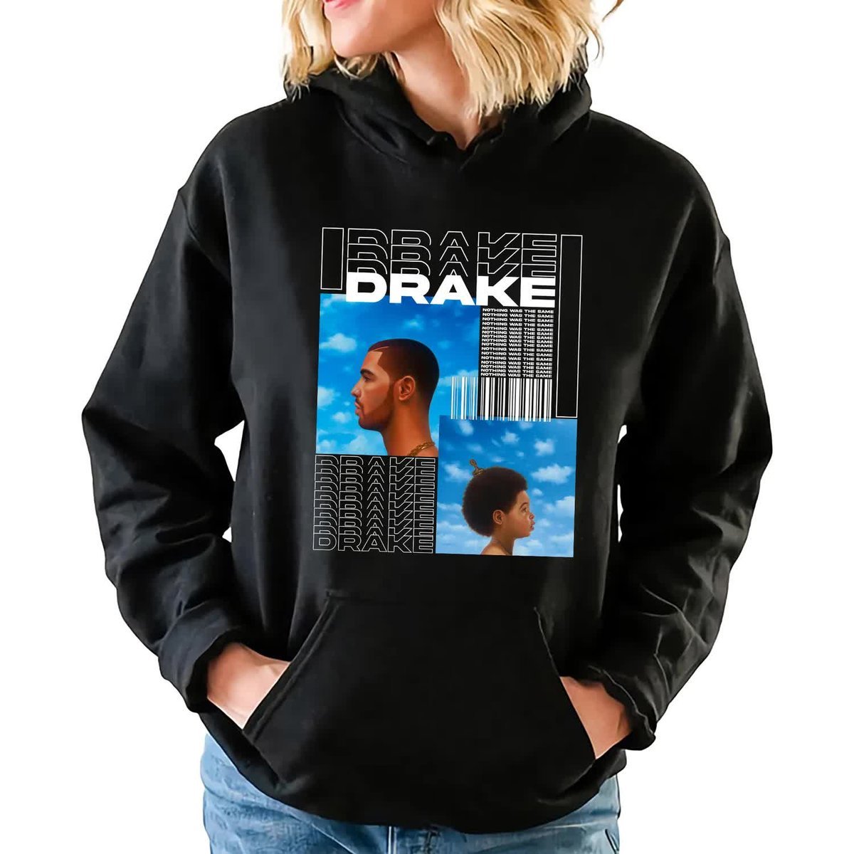 Bluza Damska Czarna z Kapturem DRAKE Raperzy Muzyka Rap Hip Hop Wzory - XL