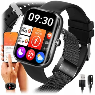 Smartwatch Zegarek Damski Męski Czarny Rozmowy Powiadomienia Sport Menu Pl - Smartwatch - miniaturka - grafika 1