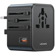 Ładowarki do telefonów - Ładowarka sieciowa USAMS Travel Adapter CC309 2xUSB-C 25W 4w1 US/AU/EU/UK czarny - miniaturka - grafika 1