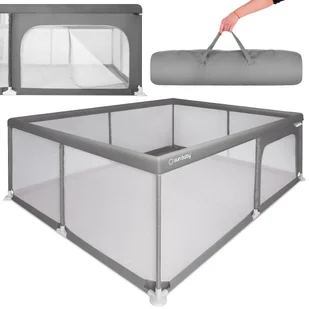 Duży Kojec Dziecięcy Łóżeczko Plac Zabaw Z Podłogą Suchy Basen 150X200 Szary Sun Baby - Łóżeczka i kojce - miniaturka - grafika 1